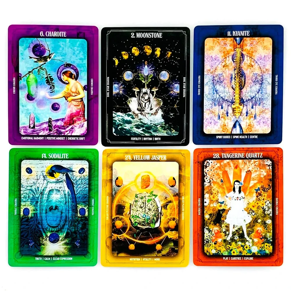 New Crystal Alchemy Oracle Cards 36 Deck 10.2*7.4cm English Version Fate Divination Board Game Meditation & Party Games