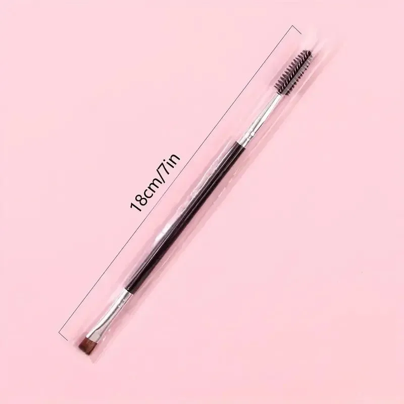 Neuer großer 2-in-1-Doppelpinsel für Augenbrauen und Eyeliner – Spiralmischung für abgeschrägtes Augenbrauenpuder und schwarzer Applikator für flache Augen