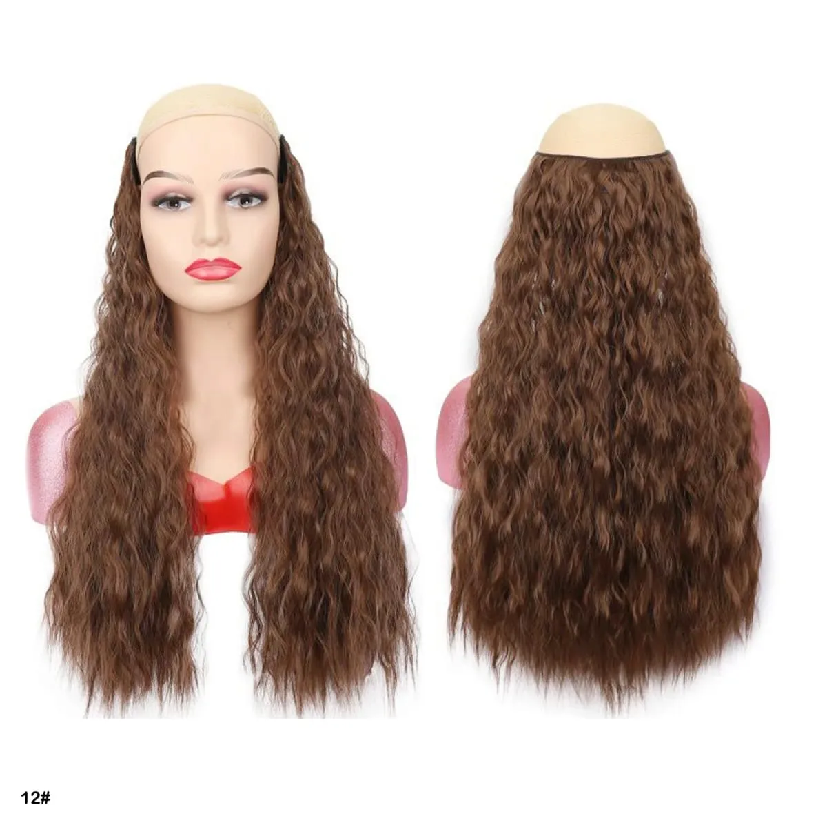 Synthetic Curly Hair Extensions Clip in One Piece 4Clips Deep Wave Long Hairpieces for Women Daily Use Party Hair Accessory