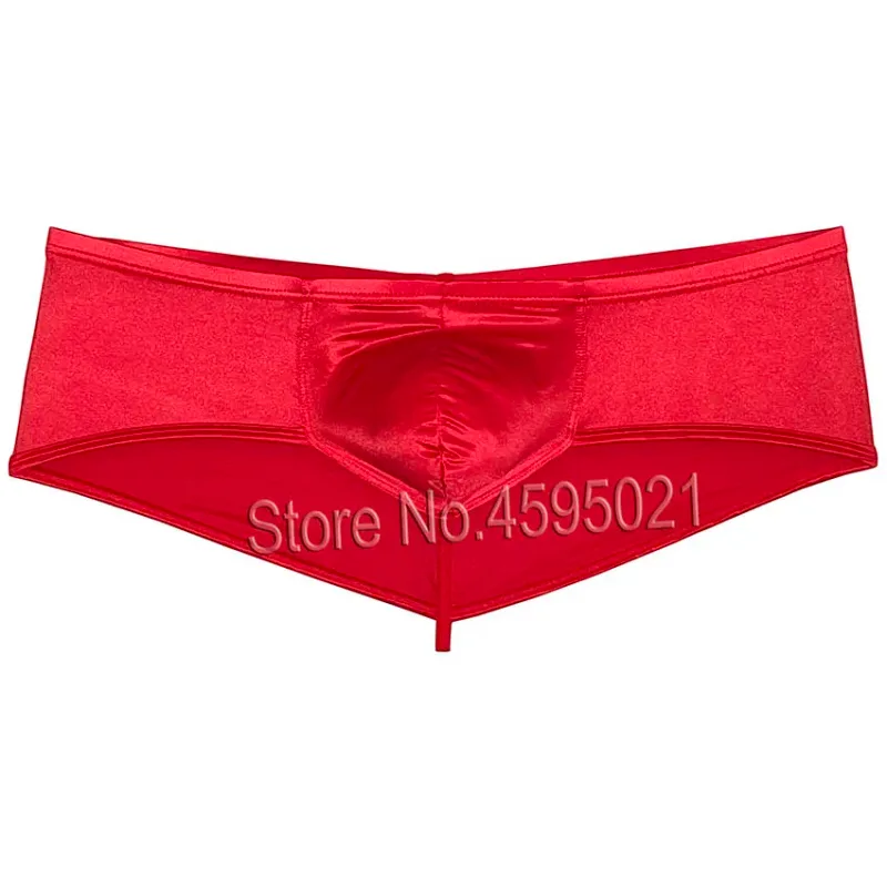 Men's Ice Silky Underwear Thong Cheeky Briefs Glossy Wet Look Bikini Briefs Solid Shiny Low Rise Beach Bikini Briefs Underpant