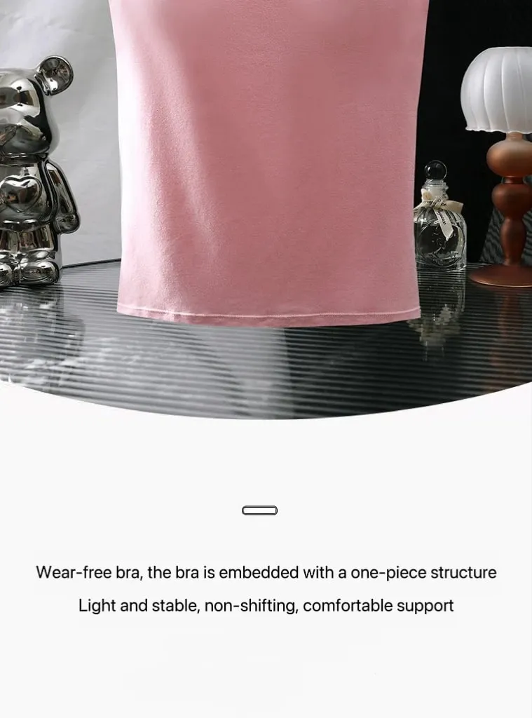1pcs Girls Basic Solid Vest Female Casual Sleeveless Strap Top Four Season Traceless Women Tank Tops With Padded Cups Vests