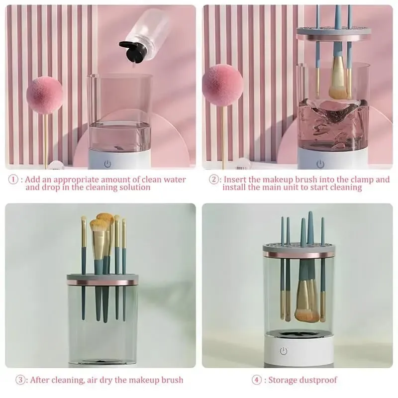 เครื่องทำความสะอาดแปรงแต่งหน้าไฟฟ้า Super-Fast Handheld Make up Brush Clean Machine สำหรับแปรงแต่งหน้าทั้งหมดทำความสะอาดอย่างล้ำลึก