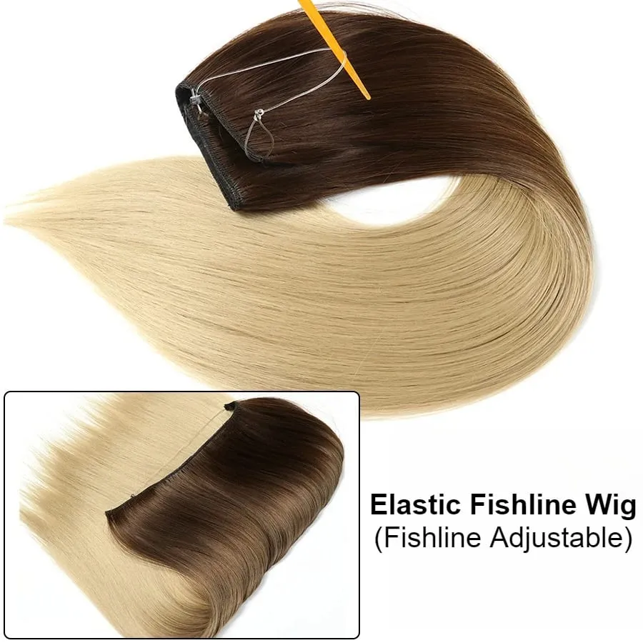 16/22inch Invisible Wire Hair Extensions Headband Adjustable Size Natural Long Straight Hairpiece Synthetic Hair Piece for Women