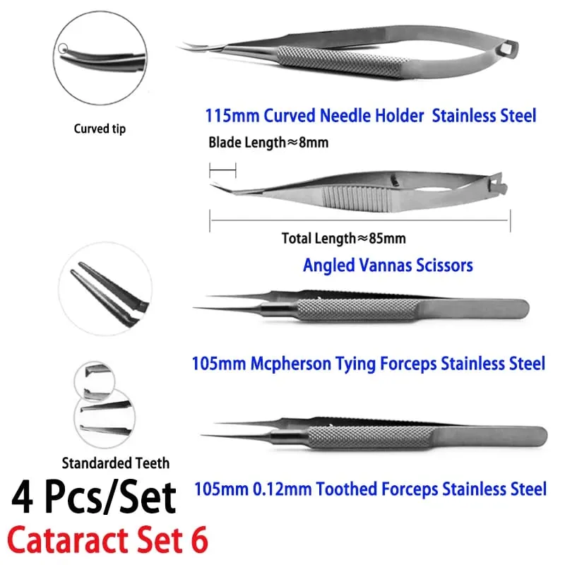Non Medical use Cataract Set Tweezers Needle Holders 4pcs/set Household Repair Tools Hi Eye