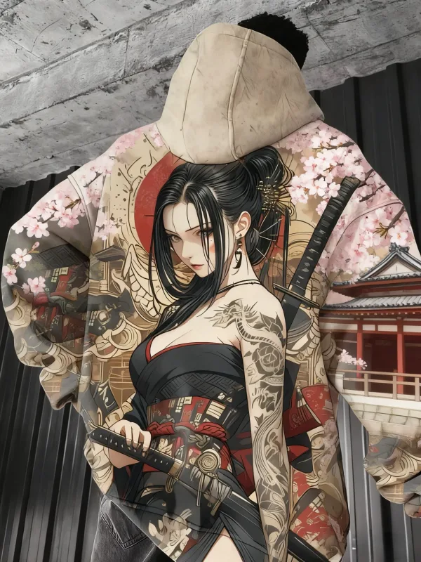 2026 Hot Anime girl back pattern Sweatshirt Casual Long Sleeve Hooded Pullover 3D Printing Top Fashion Oversized Men's Hoodies