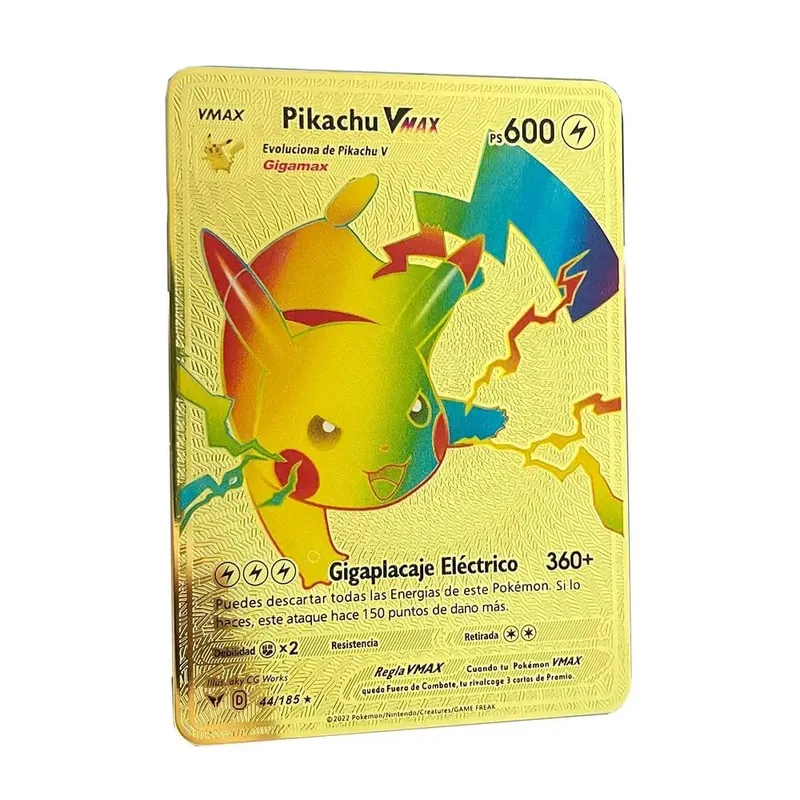 Pokemon Metal Cards in Spanish Pikachu Arceus Charizard DIY Trading Flash Card Anime Cartoon Gift