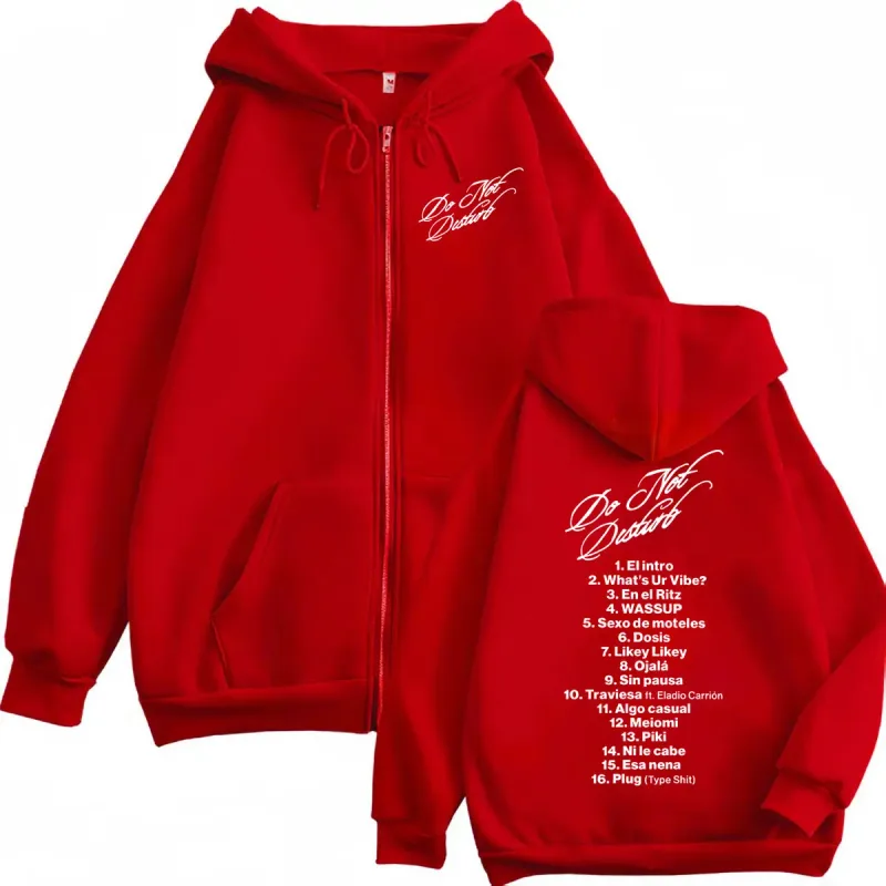 Rapper Young Miko Do Not Disturb Print Zipper Hoodies Fashion Hip Hop Zip Up Pullovers Men's Women's Casual Oversized Sweatshirt