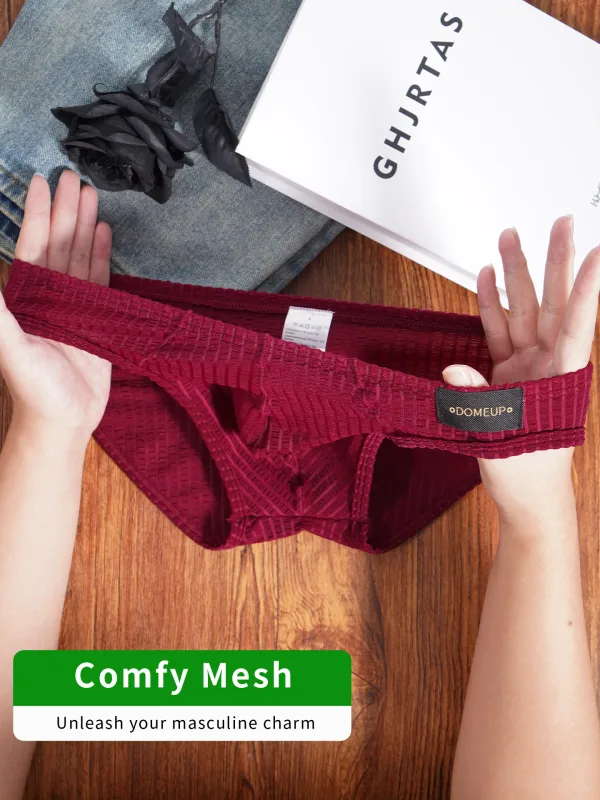 Men's Underwear Ribbed Texture Mens Brief Nylon Elastane Underpants Lightweight Thin Comfortable Male Triangle Underwear M‑XXL