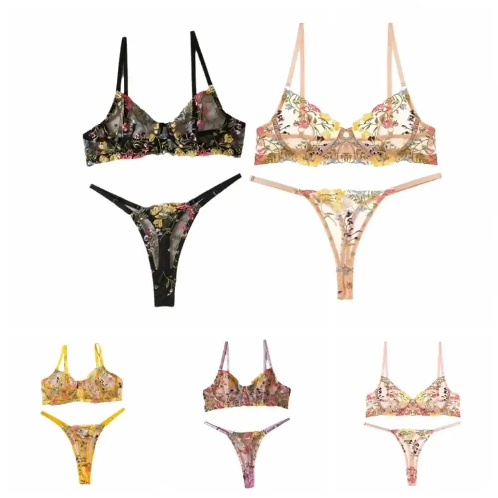 Versatile Transparent Lingerie Set Ultra-thin Elegant Panties Bra Set Push Up Bra Suit Women — image 3