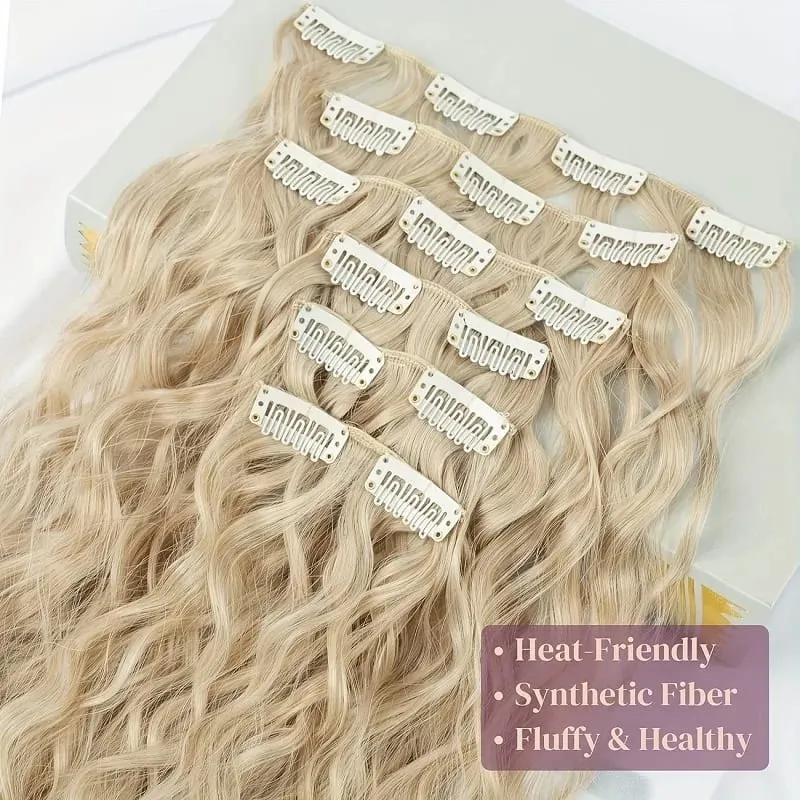 22Inch Synthetic 6pcs/set Long Kinky Curly Clip-in Hair Extension Thick Fiber Increase Hair Volume Hair for Women Daily Use