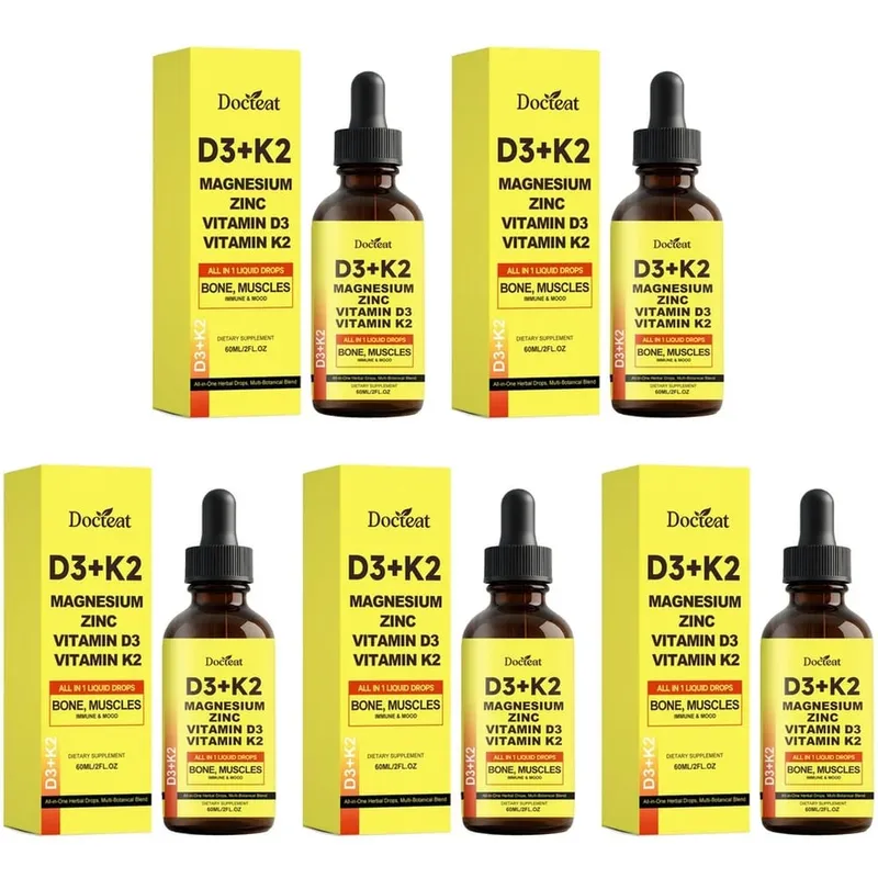 Docteat D3+K2 Liquid Drops with Magnesium Zinc & Vitamin D3 for Bone Health & Muscle Function Wellness Support Adults 60 ML
