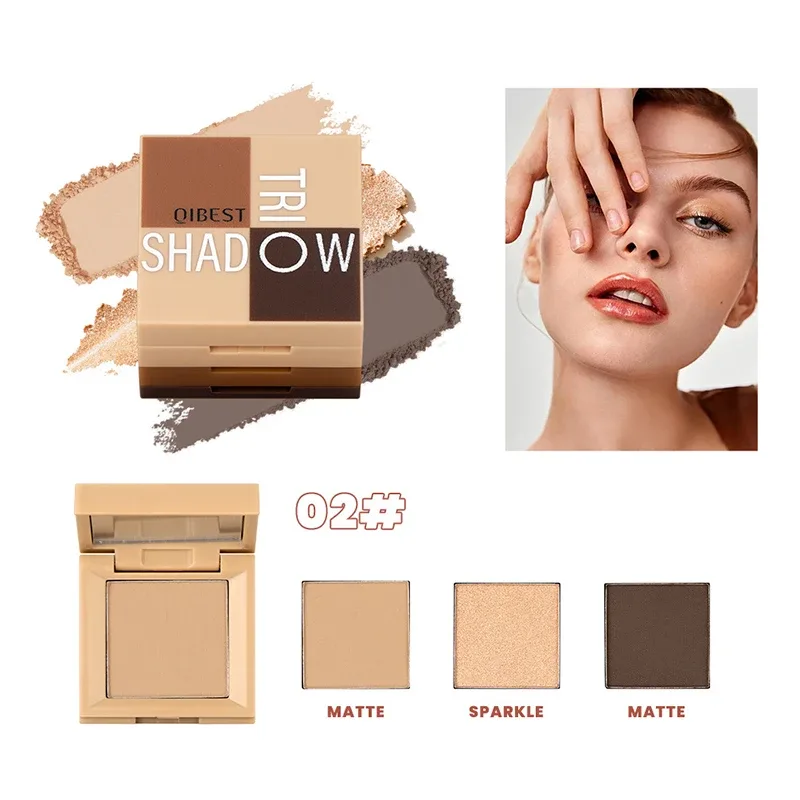 1 piece three in one eye shadow palette portable makeup matte and shiny finish multi-functional neutral tone easy to mix