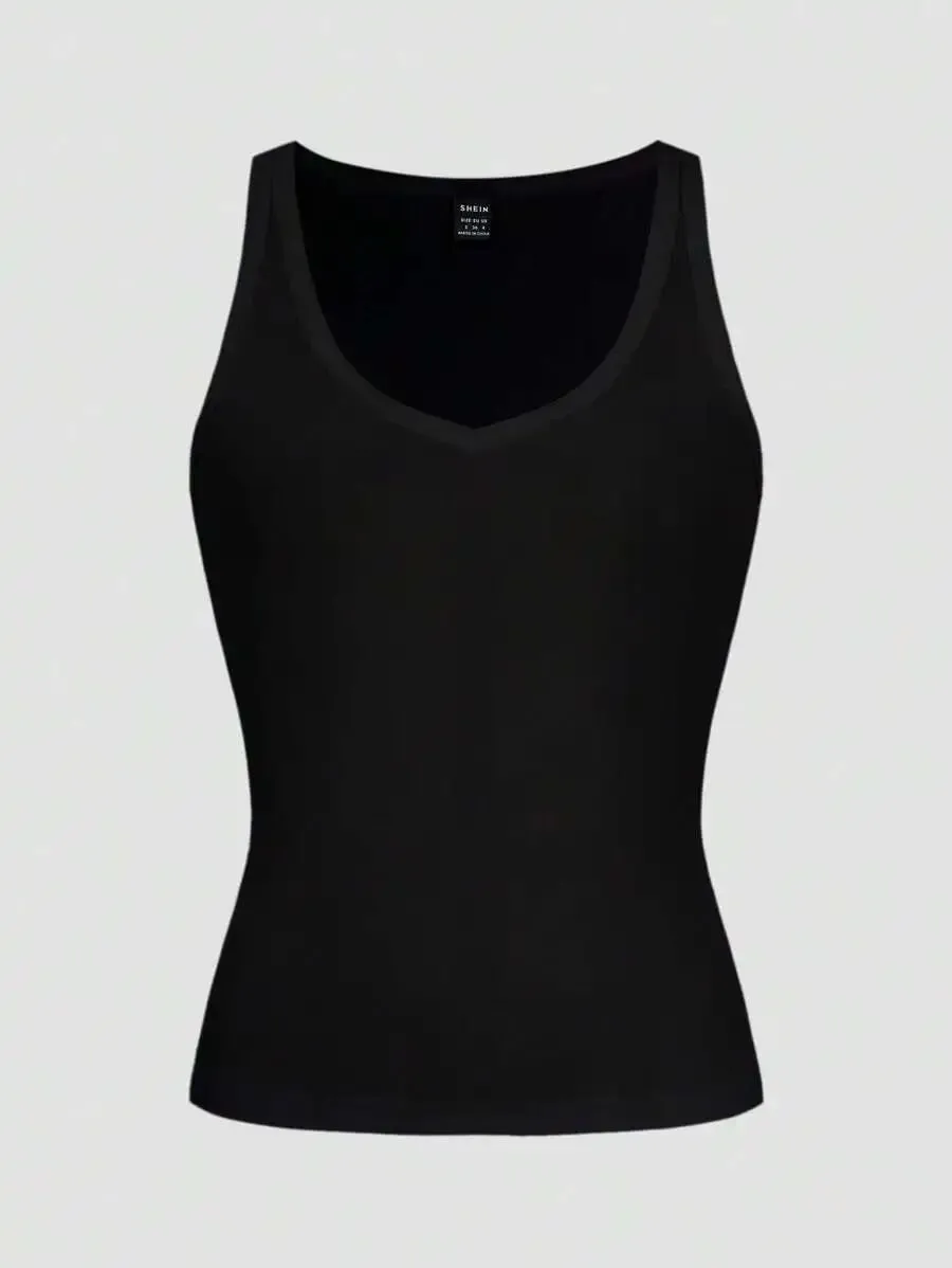 Slim Fit Minimalist Knit Camisole Tank Top Sexy Sporty Design for Women