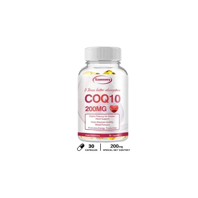 Coenzyme Q10 Capsules 200mg -Provide Energy Support Heart and Cardiovascular Health Promote Metabolism Anti-oxidation
