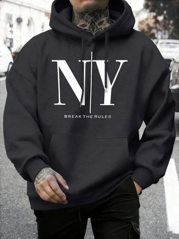 Break The Rules Yes No Prints Autumn Fleece Sweatshirts Men'S Soft Jogging Hoodie Street Comfy Pullovers Sport Loose Sportswears