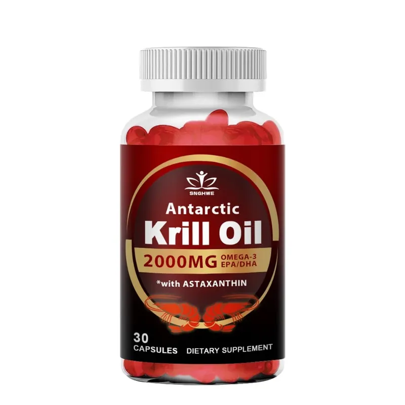2000 mg d'huile de krill phospholipides oméga-3 EPA et DHA phospholipides et astaxanthine pour le régime de soutien immunitaire et cardiaque des articulations cérébrales
