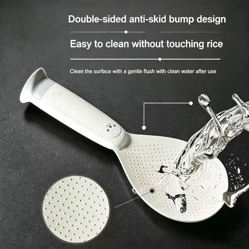 1 Piece Suction Cup Standing Rice Spoon Non‑Stick Heat‑Resistant Self‑Stand Rice Paddle for Rice Cooker Serving Cooking