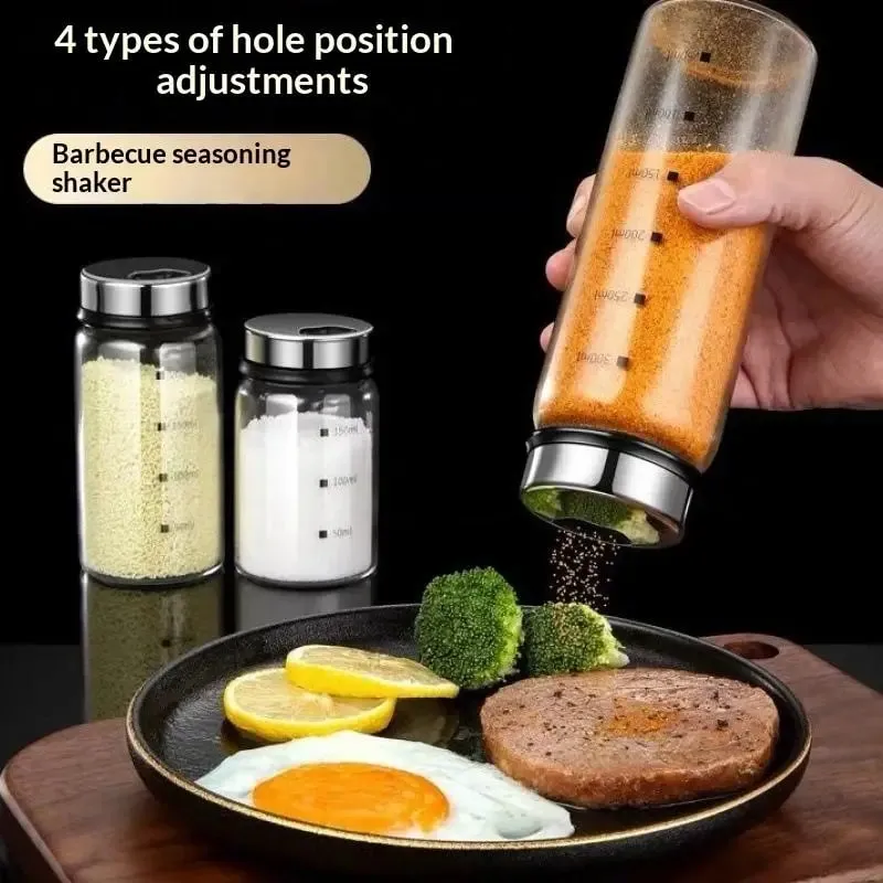 200/300/500ml High Borosilicate Glass Seasoning Can Salt Sesame Solid Condiment Seal Bottle Pepper Spice Shaker With Rotary Lid