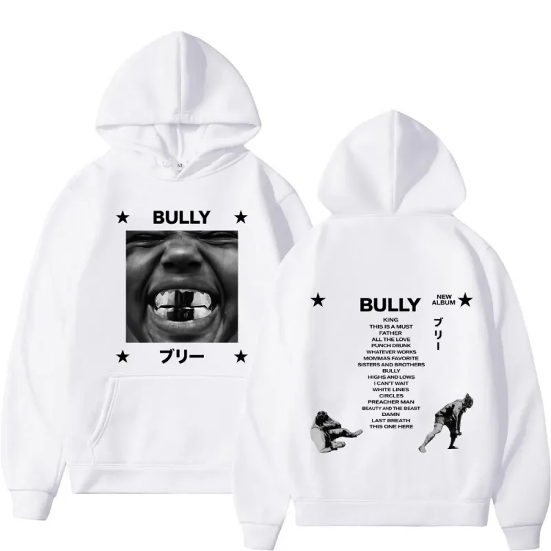 Kanye West Bully Album 2026 Tour Print Hoodie Men Women Gothic Punk O-Neck Pullover Loose Casual Hip-hop Streetwear Sweatshirts
