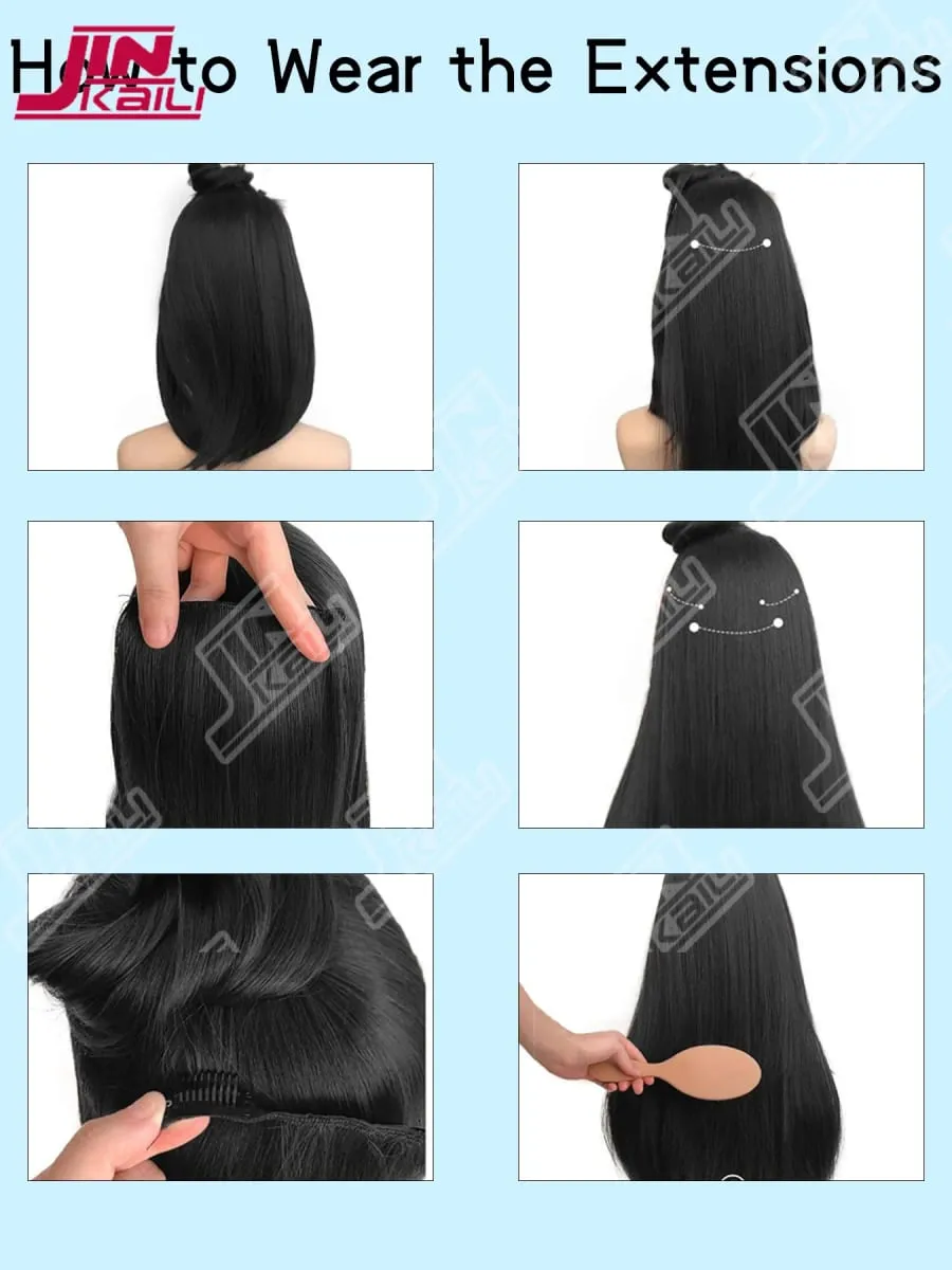 JKL Long Hair Extension Pieces Realistic Volume Boost Invisible Traceless Three Piece Set Asian Synthetic Hair Extensions