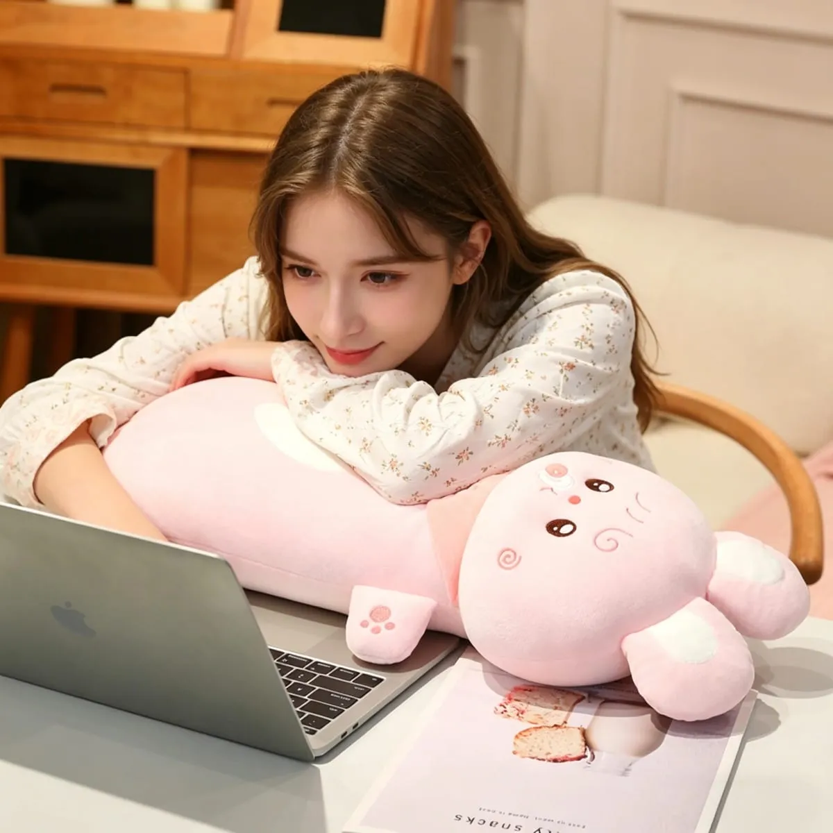 Aninimal Plush Pillow 60/80cm Rabbit Pig Bear Stuffed Cushion Kawaii Home Decor Toys Accompany Sleep Toy Birthday Surprise Gift