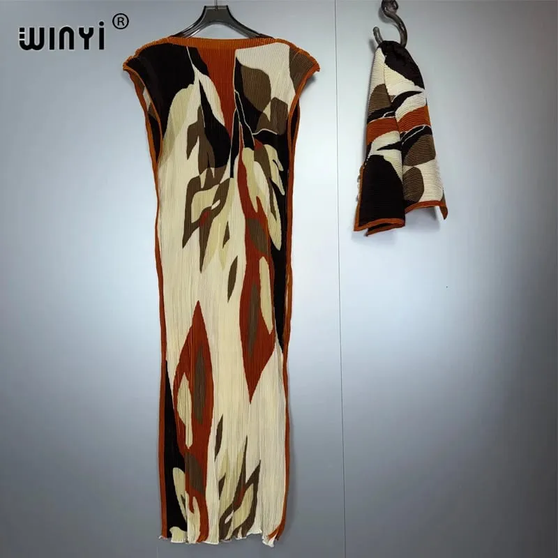 Plisované elastické tenké šaty dámské zmačkaný design Plisované luxusní muslimské společenské šaty Abaya Poncho pro ženy Plážové oblečení Kaftan