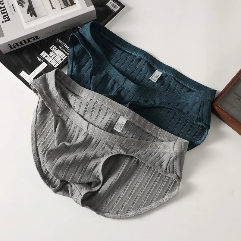 Mens Briefs Shorts Thin Transparent Ice Silk Underwear Man Breathable Slim Panties Homme Ropa Solid Male Underpants Cueca M-XXL
