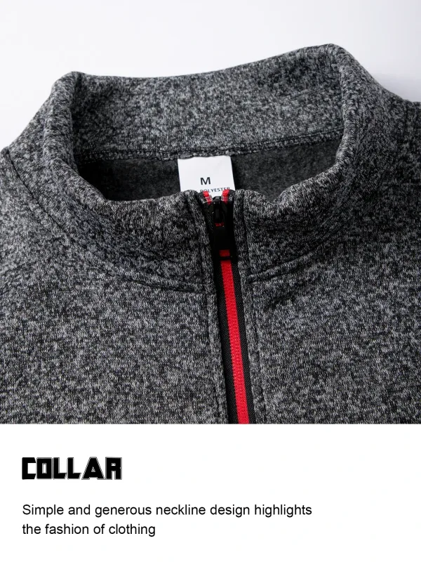 2Pcs Set Men 1/4 Zip Mock Neck Sweatshirt, Fleece Lined Pullover with Ribbed Cuffs Warm Casual Top for Fall Winter Daily Wear
