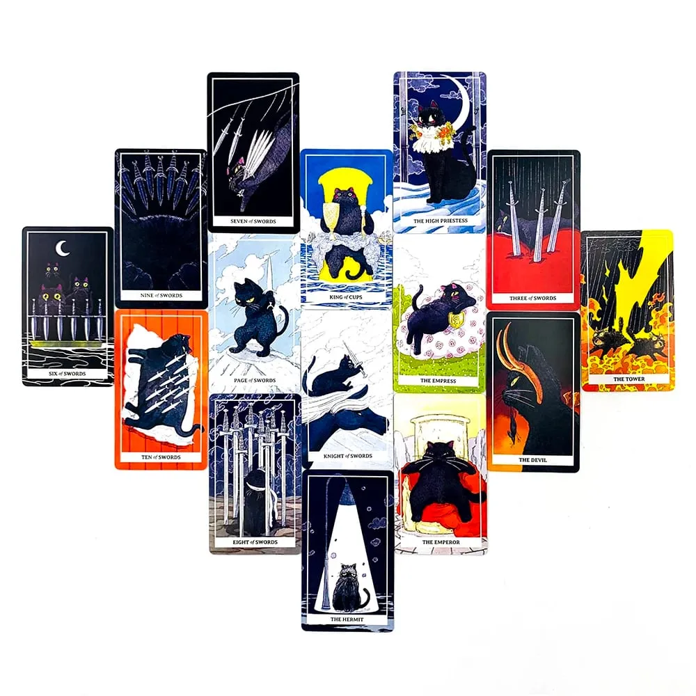 New Black Cat Tarot Deck 78PCS Cat-Themed Tarot Cards Meditation Divination Edition Deck Borad Game Party Games For Cat Lovers — image 5