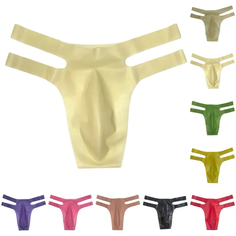 Mens Latex Briefs Sissy Seamless Brazilian Underwear Low Waist Erotic Underpants