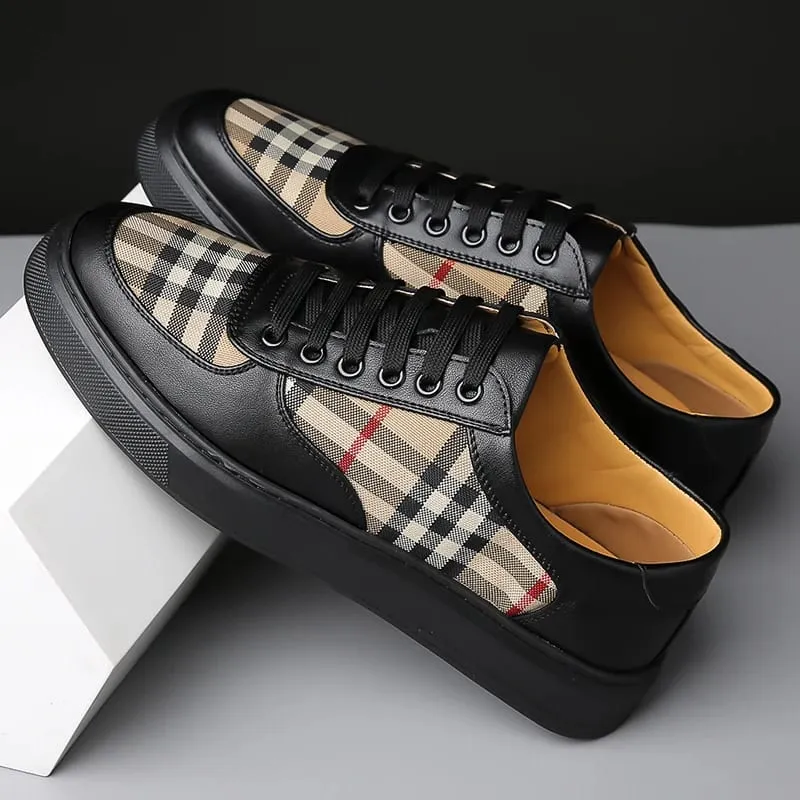 Men's Plaid Patchwork Casual Sneakers Lace‑up Low‑top Walking Shoes Fashion Daily Outdoor Flat Footwear