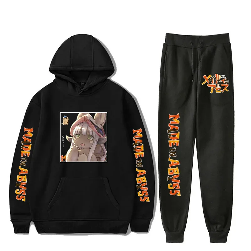 Harajuku Comfortable Made in abyss Print Sweatshirt Sweatpants Suit Men/Women Hoodies+ Trousers Suit Cute 2 Piece Set Clothes — image 37