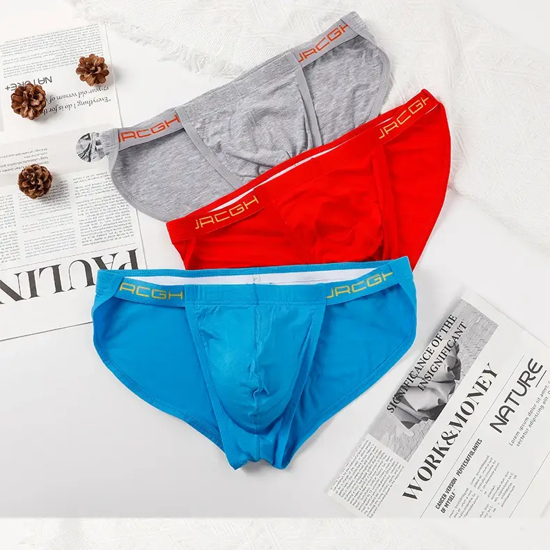 Mens Cotton Briefs Solid Color High Cut Hollow Low Waist Sexy Underwear Wholesale — image 13