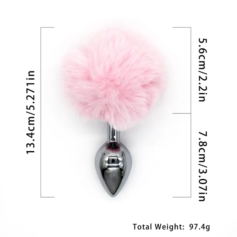 Metal Anal Plug with Long Fluffy Tail – Fox Tail Butt Plug for Cosplay Role Play BDSM Adult Toy