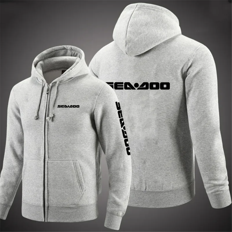 Sea Doo Seadoo Moto 2023 Pria Baru Lengan Panjang Katun Warna Solid Ritsleting Pasangan Hoodies Kaus Kustom Atasan Modis — image 9