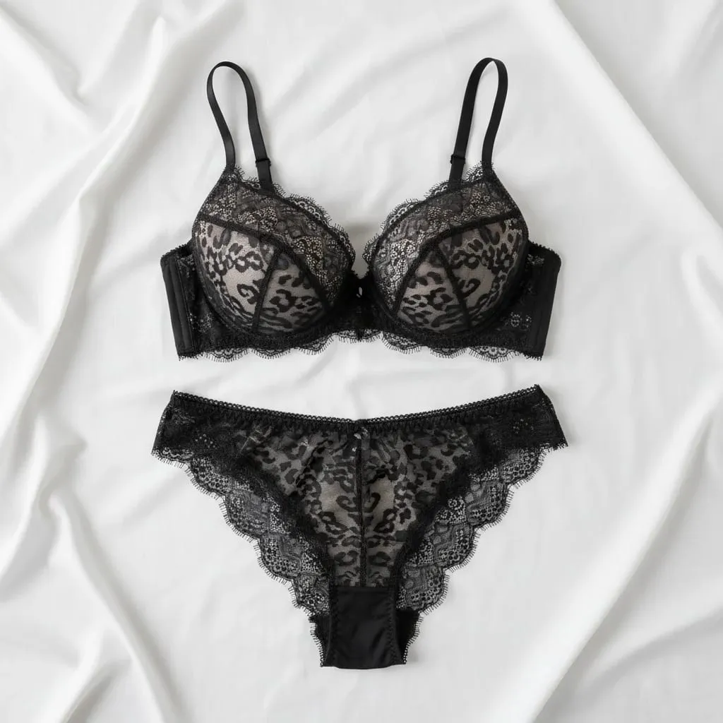 Leopard Bra Set Women Push Up Padded Lingerie Elegant Ladies Underwear Daily Bra and Panty Set