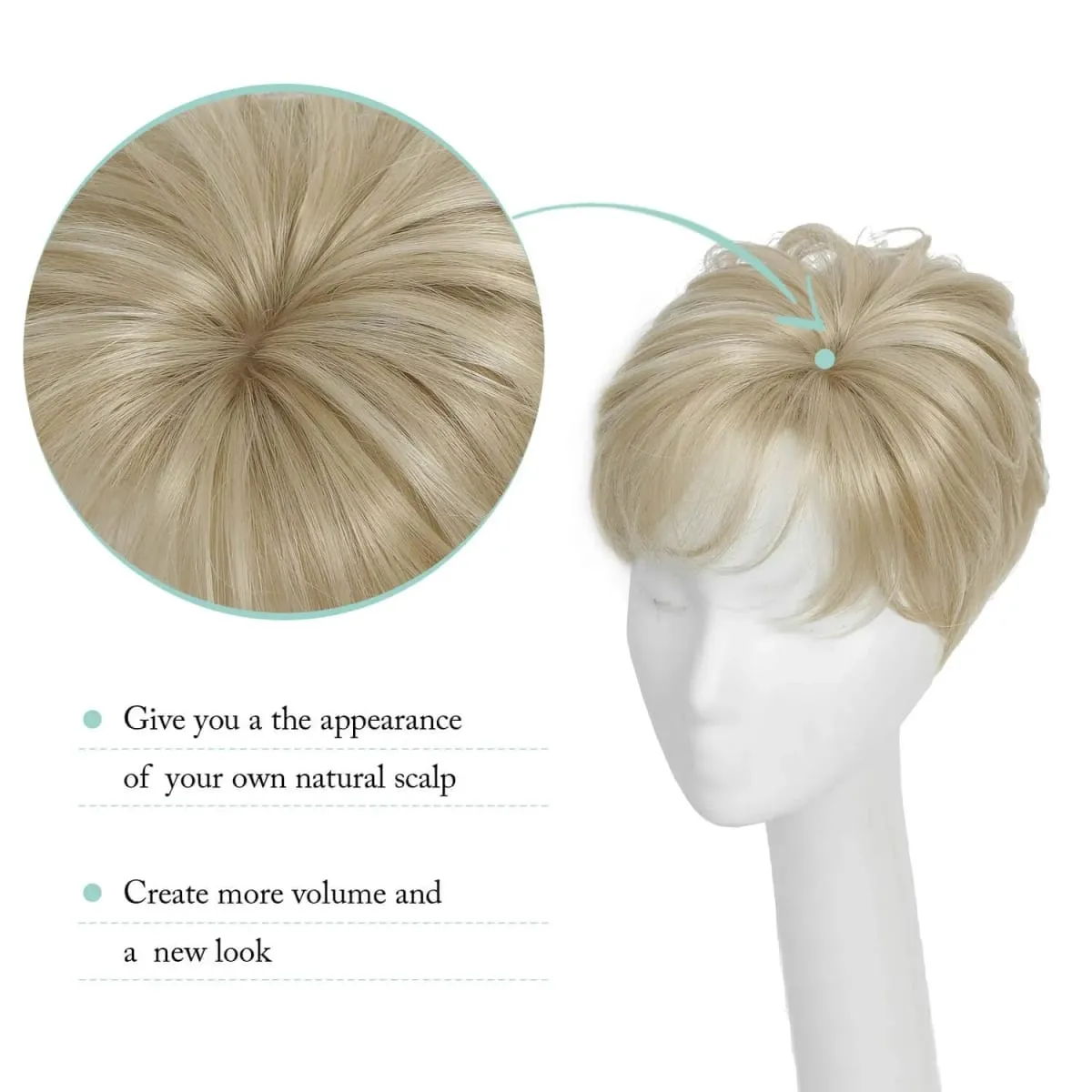 Short Hair Toppers for Women Fluffy Wavy Clip In Hair Topper Synthetic Natural Hair Piece for Thinning Hair Loss Coverage