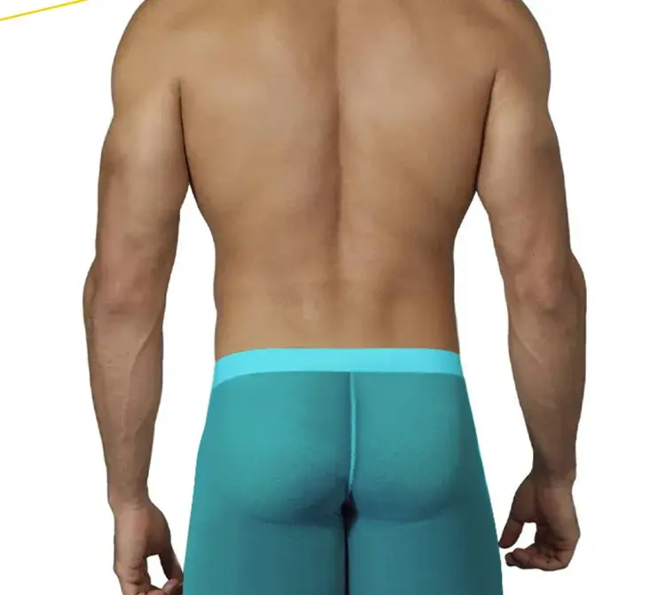 0.01mm Ultra-manipis na Kasuotang Panloob ng Lalaking Mahabang Boxer Shorts na Paglamig ng Yelo Silk Transparent Gym Fitness Underpants Mga Seamless Mesh Slips