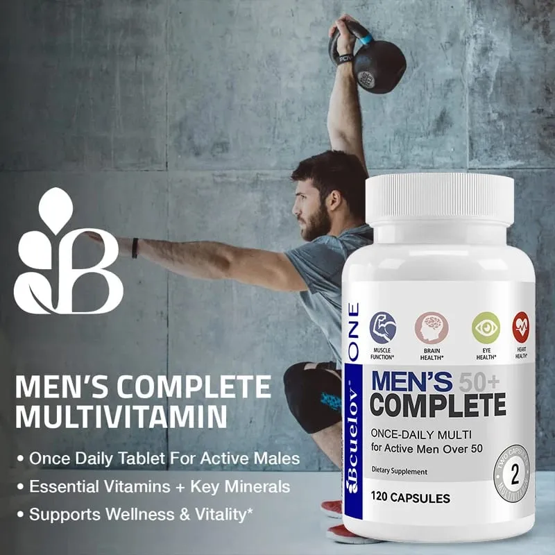 Men's 50+ Daily Super Multivitamin High Potency Formula for Brain Eye & Heart Health Vitamins A C D E K B1 to B12 Gluten Free — image 3