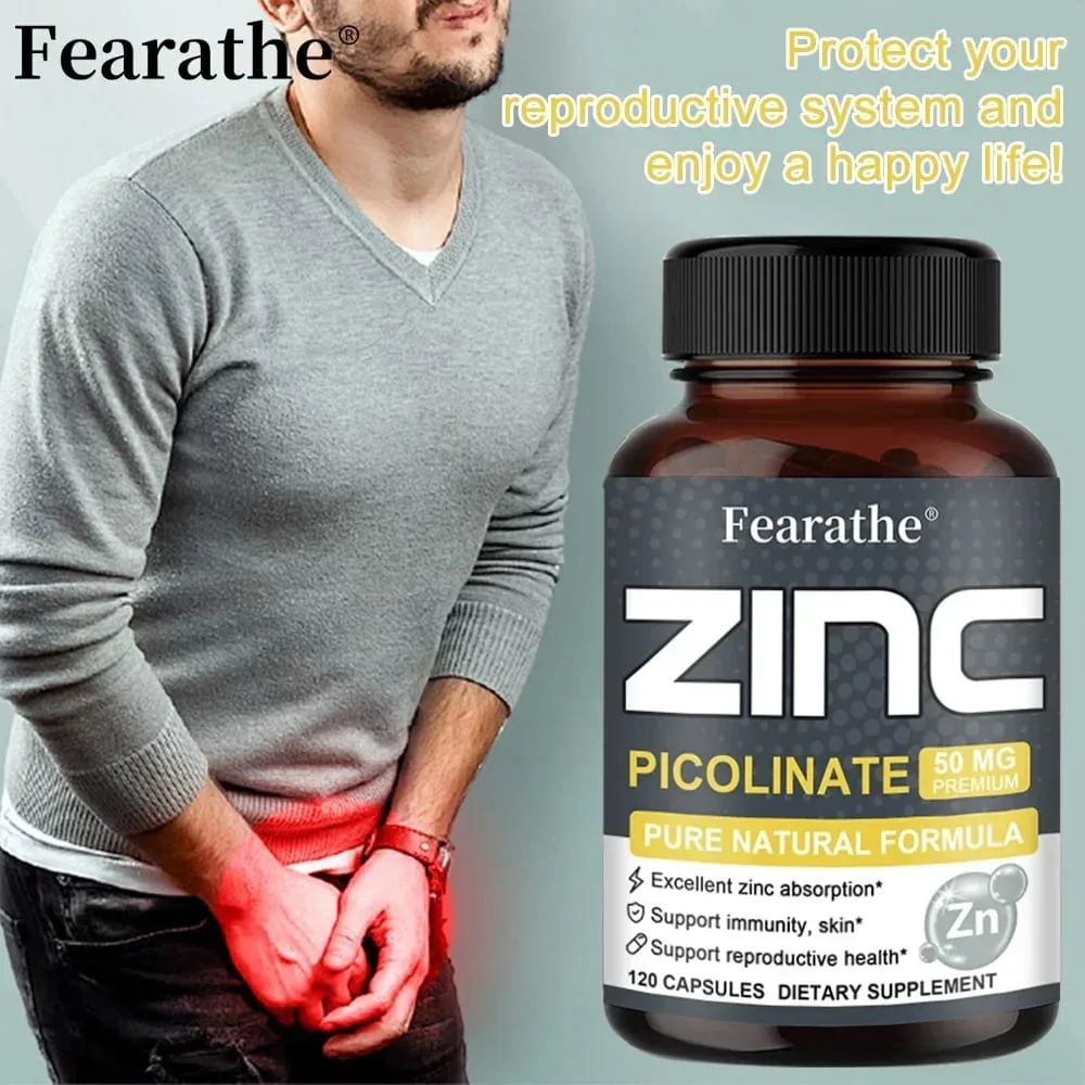 Cápsulas de Zinco 50 Mg - Suplemento Antioxidante Natural para Cabelo Imunológico, Unhas e Suporte para Pele Unissex