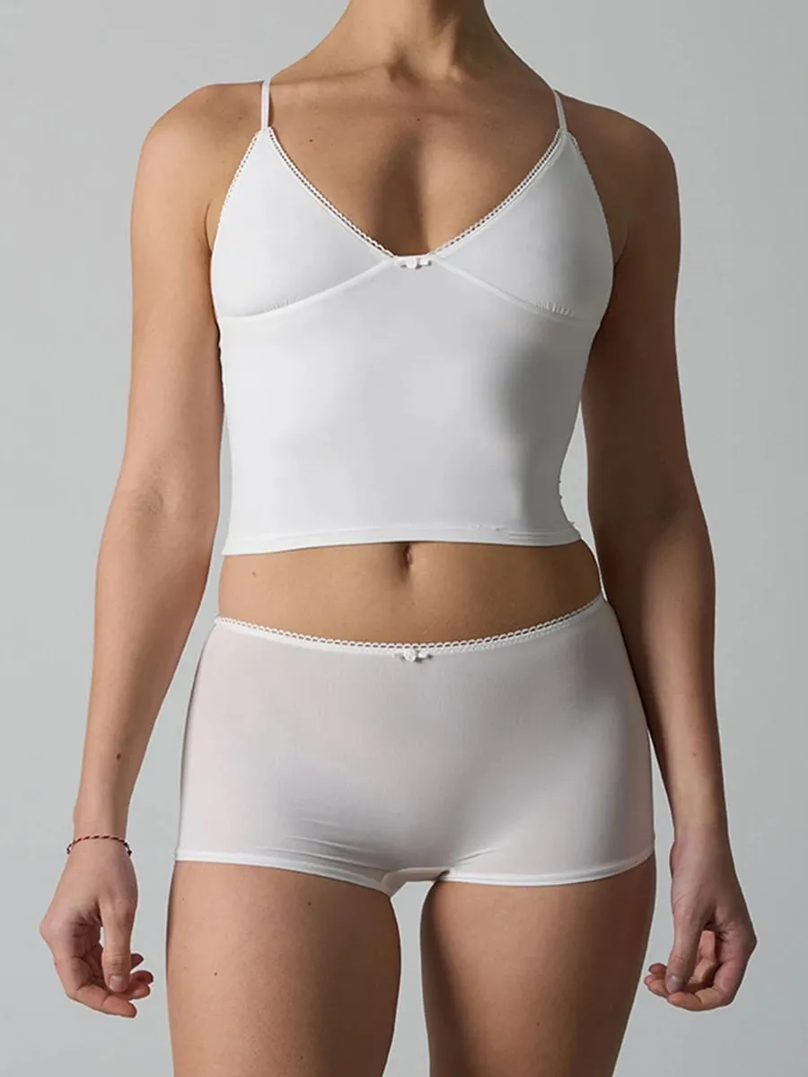 Solid Thin Seamless Lingerie Set Women Lace Trim Triangular Cup Camisole With Boxer Shorts High Elasticity Slim Floral Bra Sets
