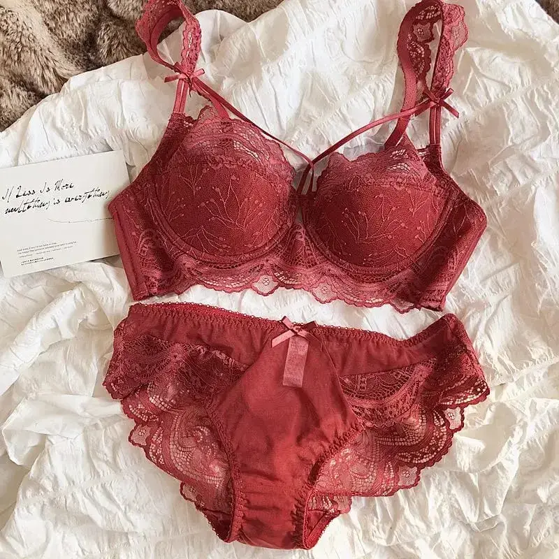 French Pure Lace Bralette Petite Melltartó szett AABB Cup eltávolítható pántokkal és vékony push up betétekkel Puha aládrót szexi női