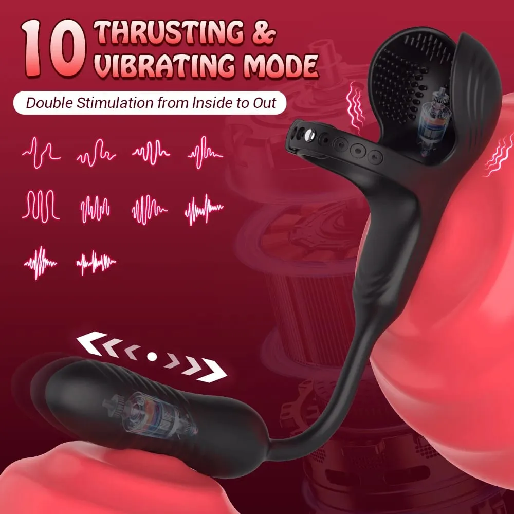 Thrusting Anal Plug Vibrator Male Prostate Massager Remote Control Cock Ring Testicle Taint Stimulator Sex Toys for Men Couples — image 3
