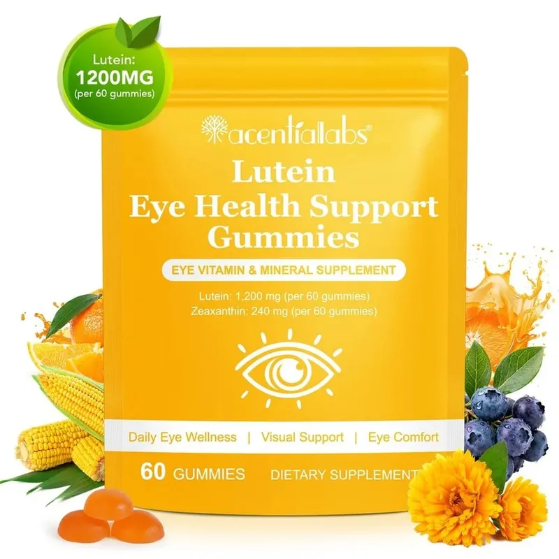 Lutein Eye Health Gummies 40mg with Zeaxanthin Vitamin A C & E Visual Support Blue Light Support & Eye Comfort Vegan 60 Count