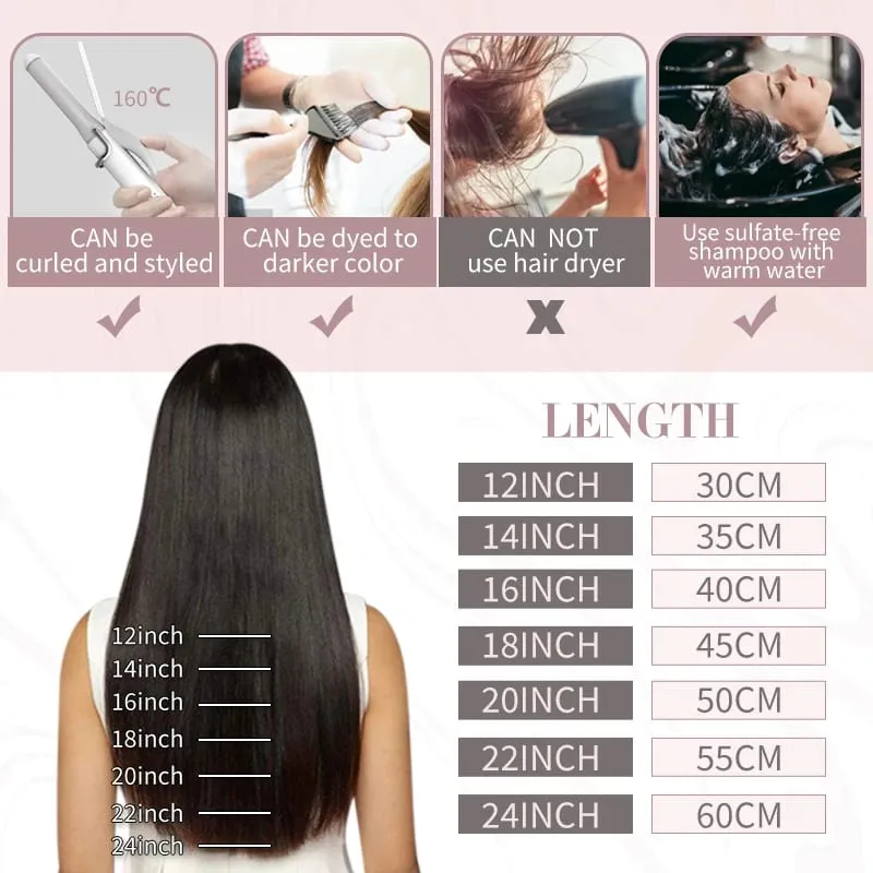 Ugeat FLAT TIP ต่อผมมนุษย์ผม Pre-Bonded Hair Extensions 14-24 "Keratin FLAT Human Hair balayage สีผม 1g/1 S