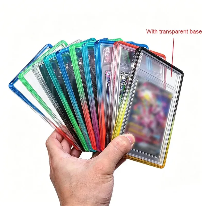 Glitter TPU Slab Bumper Guard Case Holder Protective Skin Display Sleeves with Clear Back for 35PT Graded Trading Card