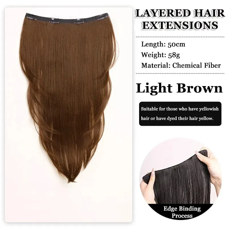 Synthetic High-layer Inward Curl Hair Extensions for Women One-Piece Ultra-thin Invisible Long Straight Hair Extension — image 8