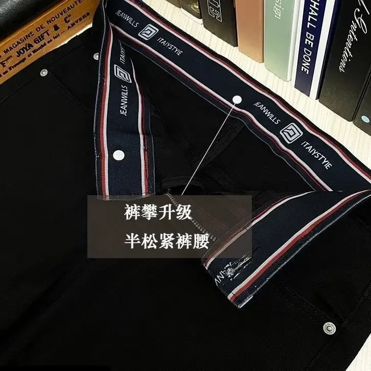 High-end Elastic Waistband Jeans Men's 2026 Spring Summer New Black Elastic Slim Trousers Men's Luxury Jeans for Man Original — image 3