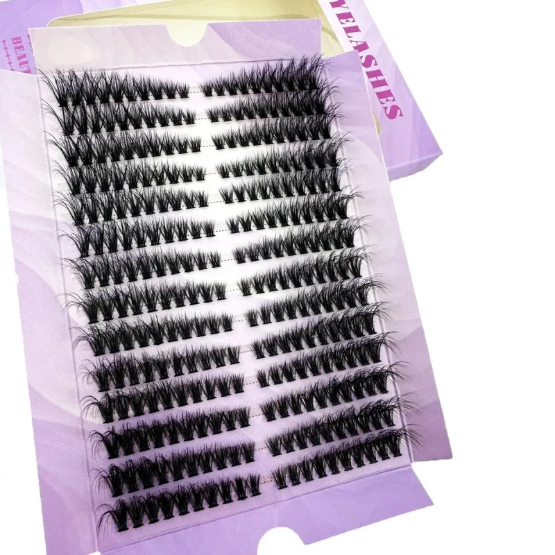 14 Rows Large Capacity Individual Lash Clusters DIY 50D/80D/100D Handmade Fluffy Volume False Eyelashes Cat Eye Lash Extension