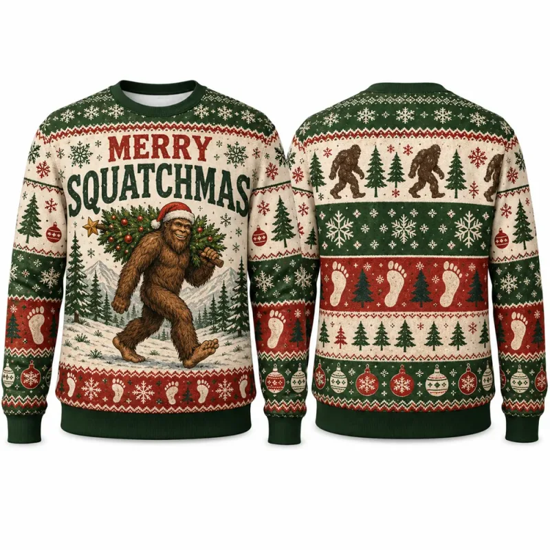 I Am The Tree Cat Christmas Sweatshirt 3D Graphics Crew Neck Long Sleeve Men Women Funny Ugly Xmas Holiday Party Autumn Pullover